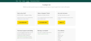 Rating for Customer Support & Contact Options