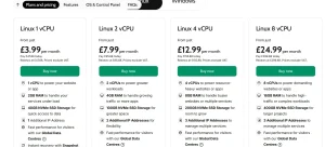 VPS Hosting Plans Snapshot (Linux)